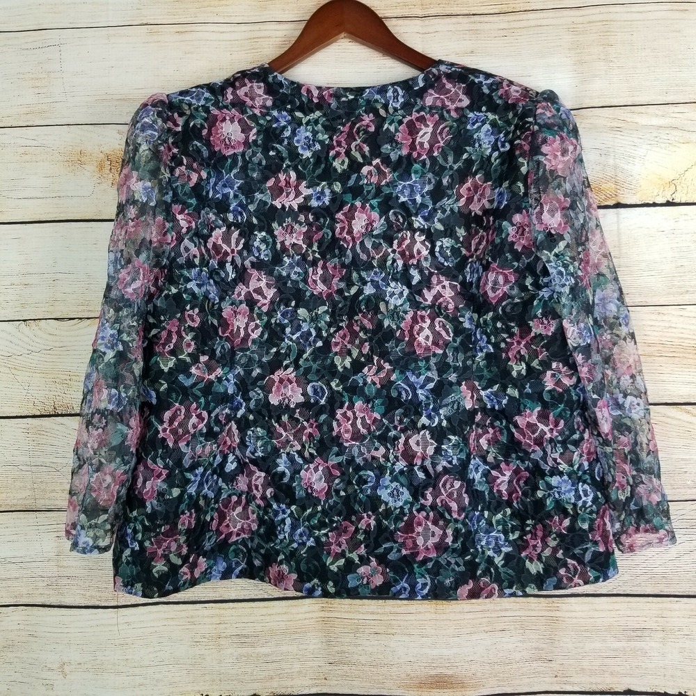 Vintage Risa Ann New York Jacket Size 18 WP Floral Lace Button Up Blazer Pads‎ - Picture 6 of 7
